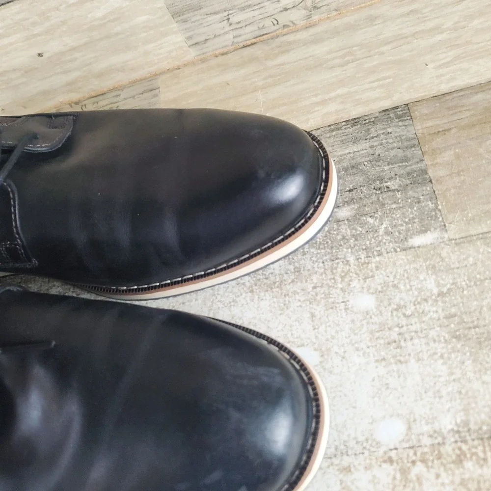 Nunn Bush Circuit Mens Oxfords Shoes Sz 12 W Black Leather Plain Toe Lace-Up